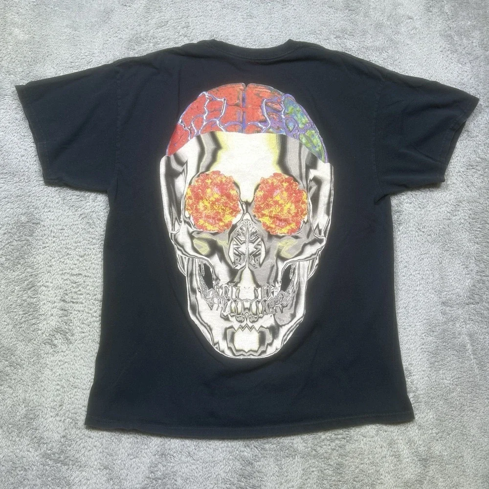 Travis Scott Tour Shirt Men's L Black Birds Eye View 17 Hip Hop Astroworld Skull